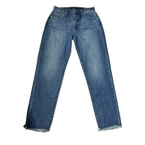 Lucky Brand NWT High Rise Drew Mom Jeans 2 Denim Frayed Hem Casual Streetwear